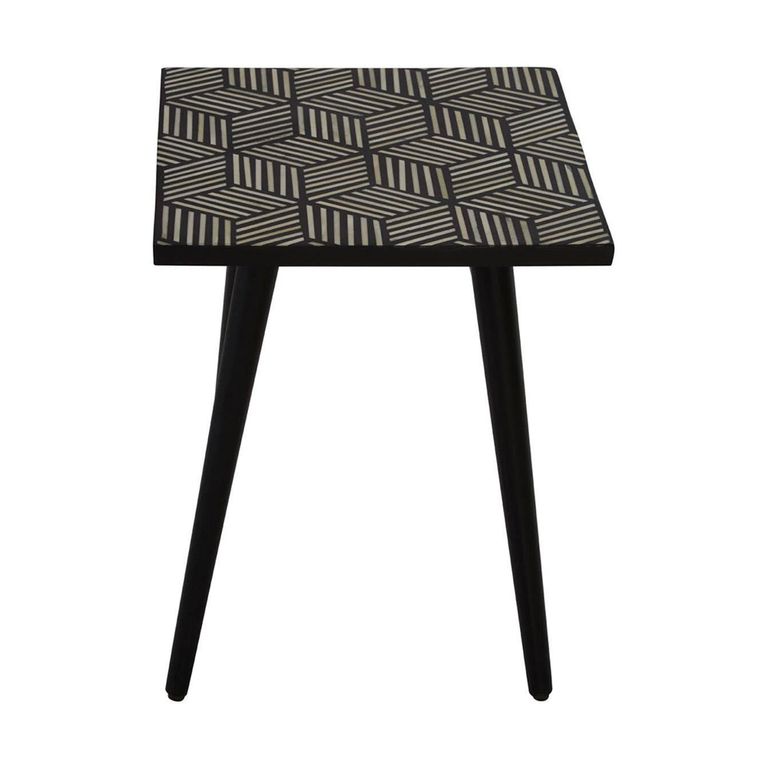 Boho Side Table - Black Bone Inlay - Square