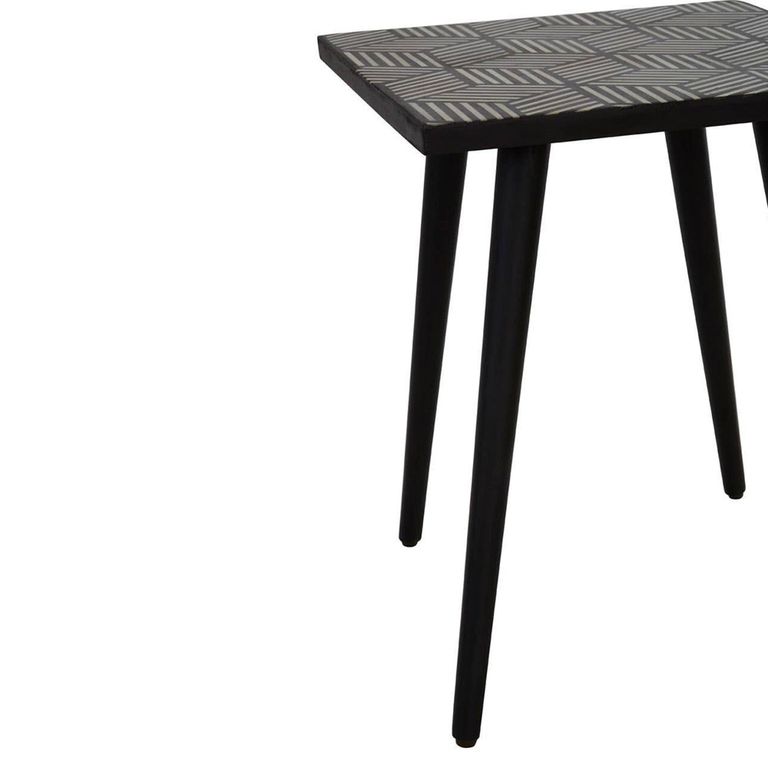 Boho Side Table - Black Bone Inlay - Square