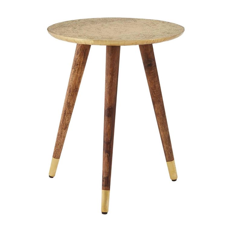 Boho Side Table - Carved Gold - Round