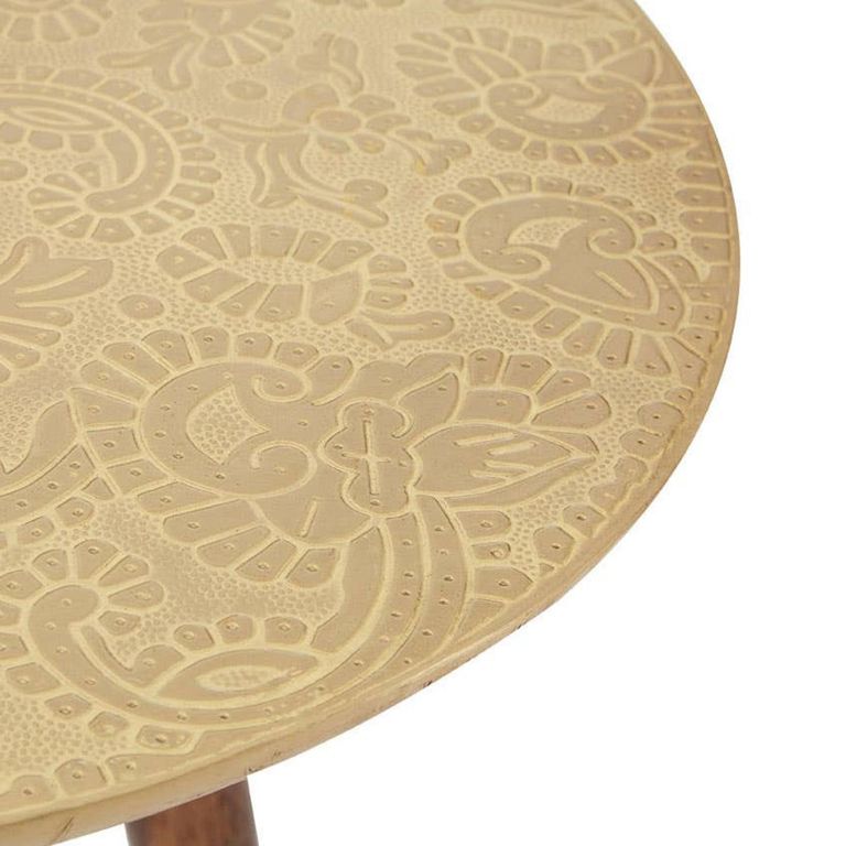 Boho Side Table - Carved Gold - Round