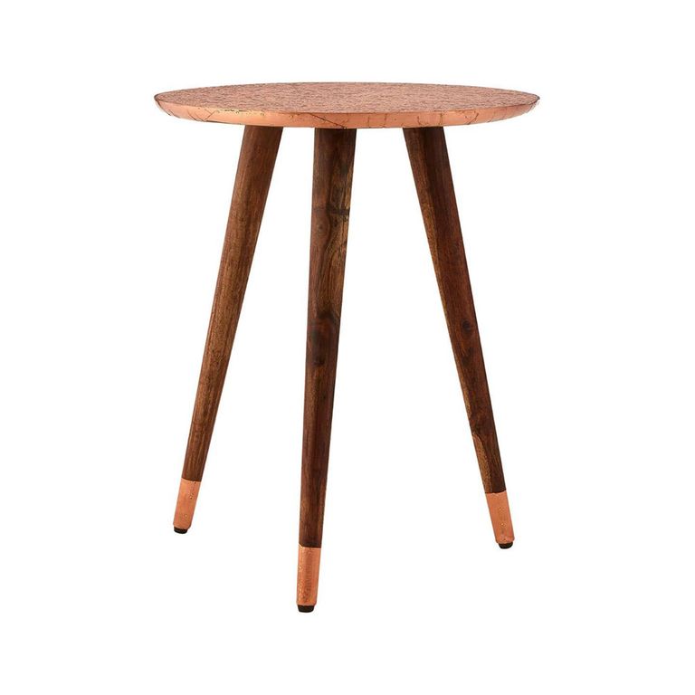 Boho Side Table - Copper Carved - Round
