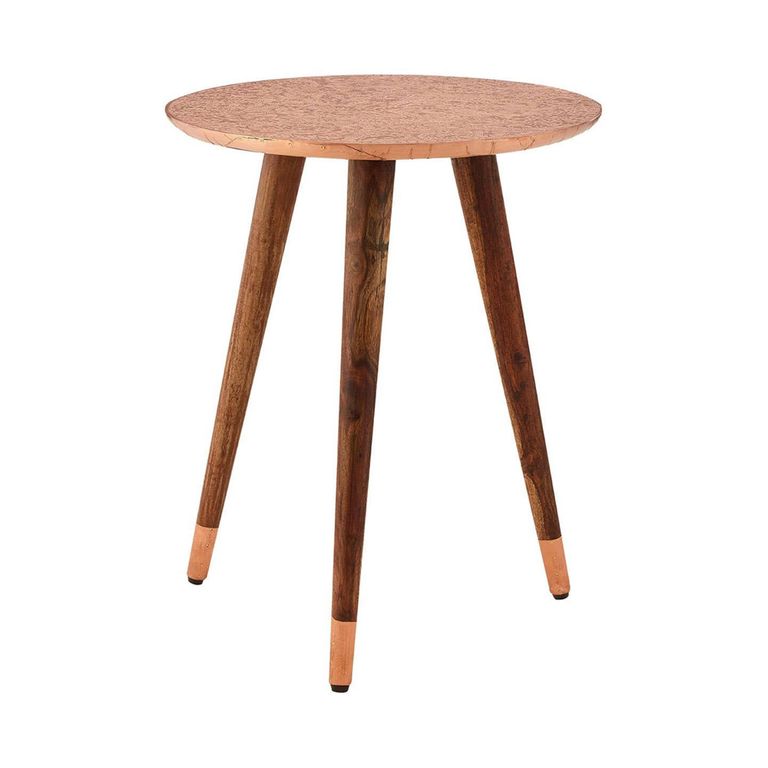 Boho Side Table - Copper Carved - Round
