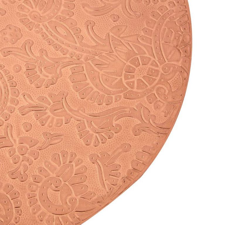 Boho Side Table - Copper Carved - Round