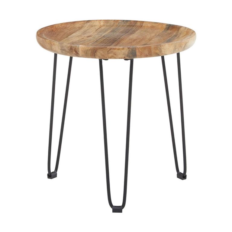 Boho Side Table - Small Round with Hairpin Legs - Mango Wood