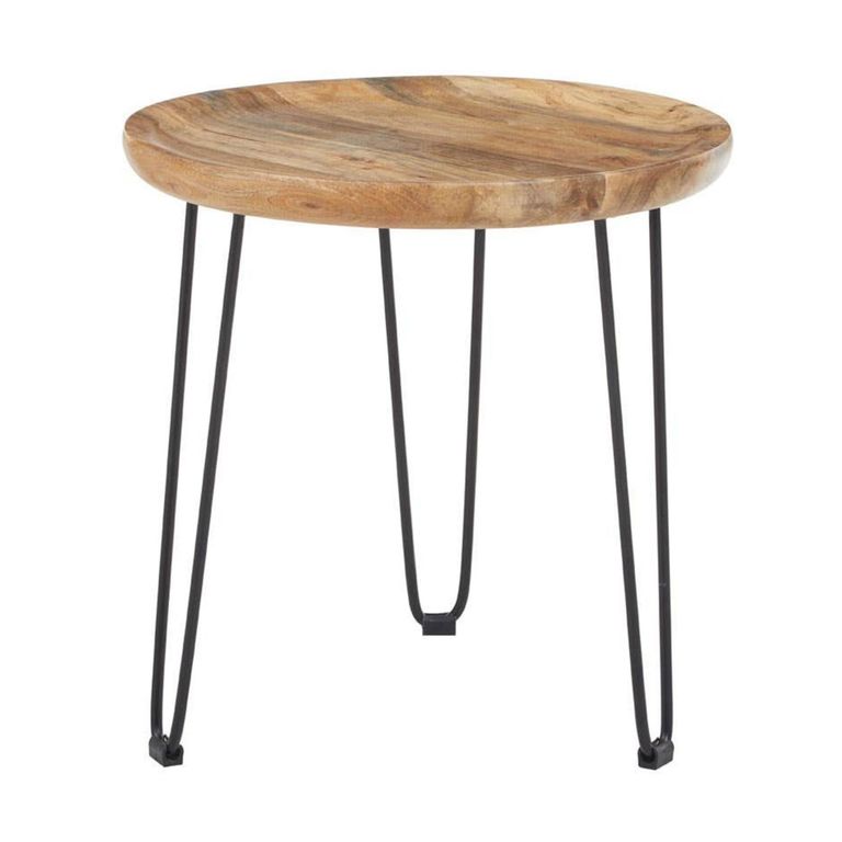 Boho Side Table - Small Round with Hairpin Legs - Mango Wood