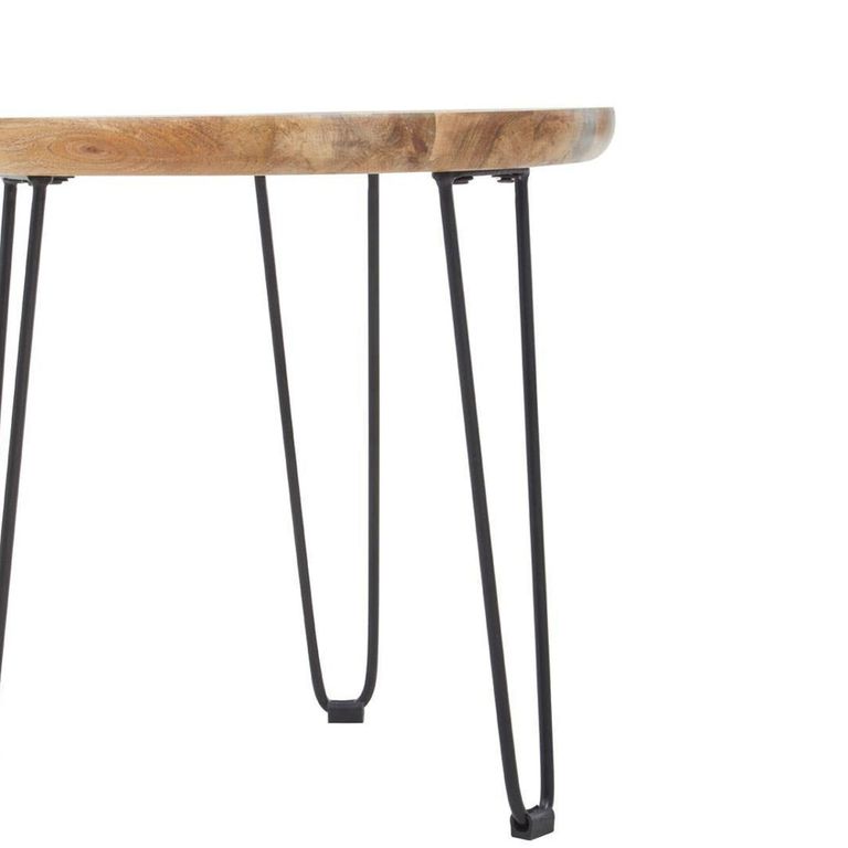 Boho Side Table - Small Round with Hairpin Legs - Mango Wood