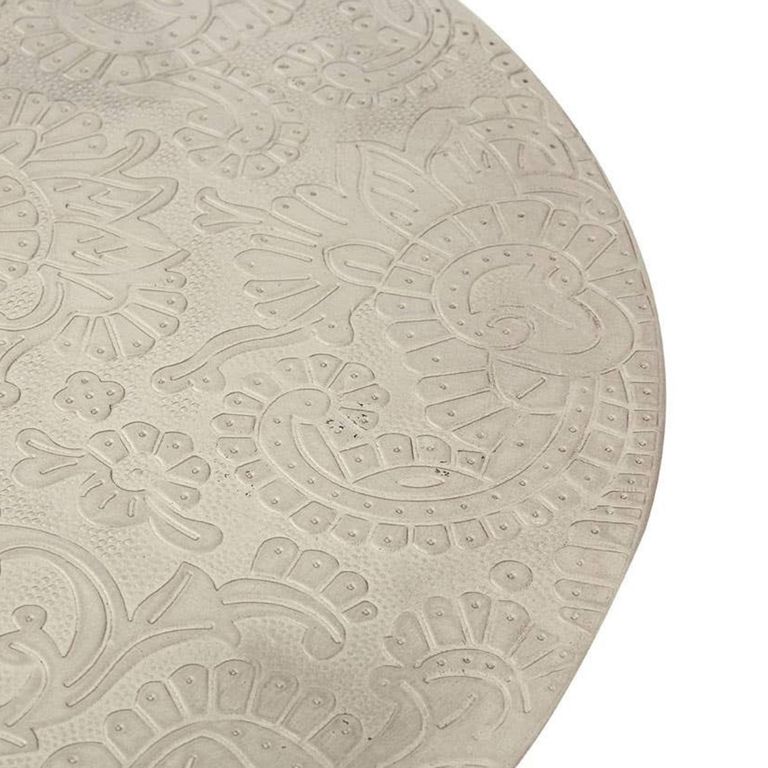 Boho Side Table - White Carved - Round