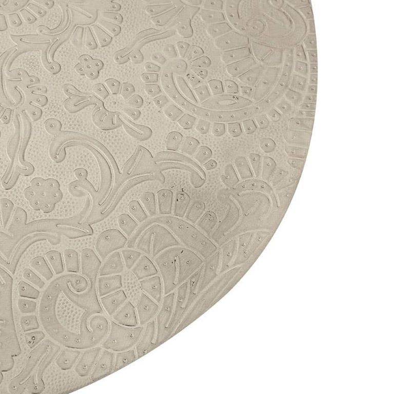 Boho Side Table - White Carved - Round