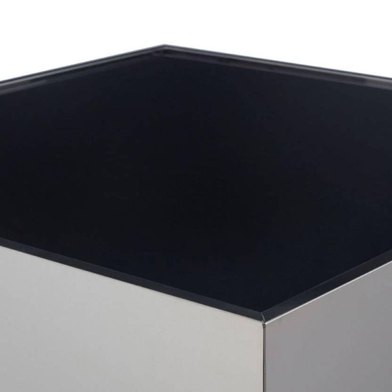 Carlox Side Table - Square - Black Glass and Chrome