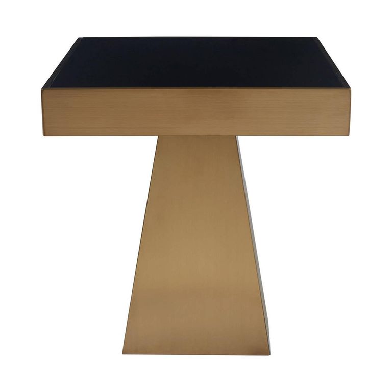 Carlox Side Table - Square - Black Glass with Gold Frame