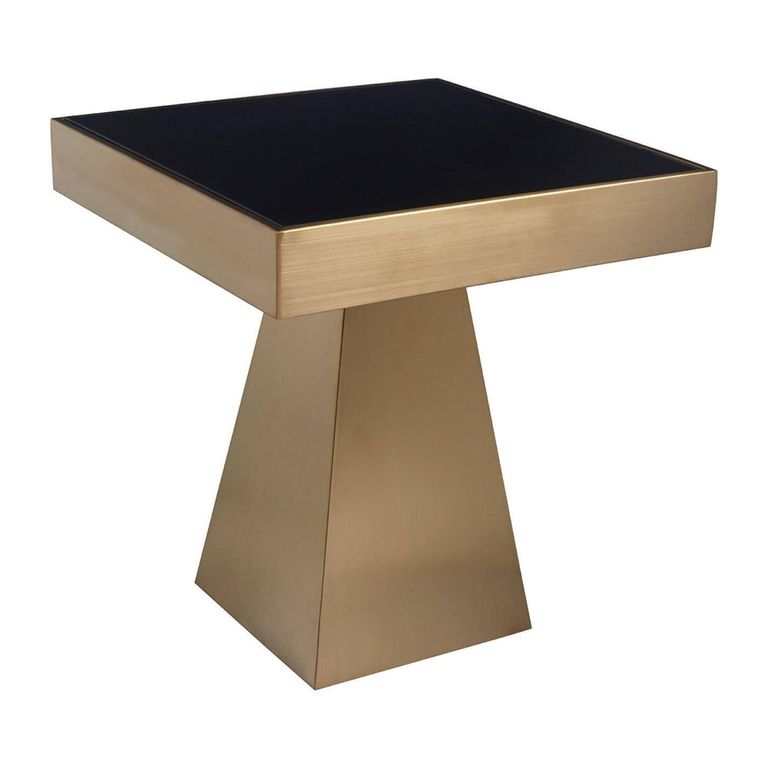 Carlox Side Table - Square - Black Glass with Gold Frame