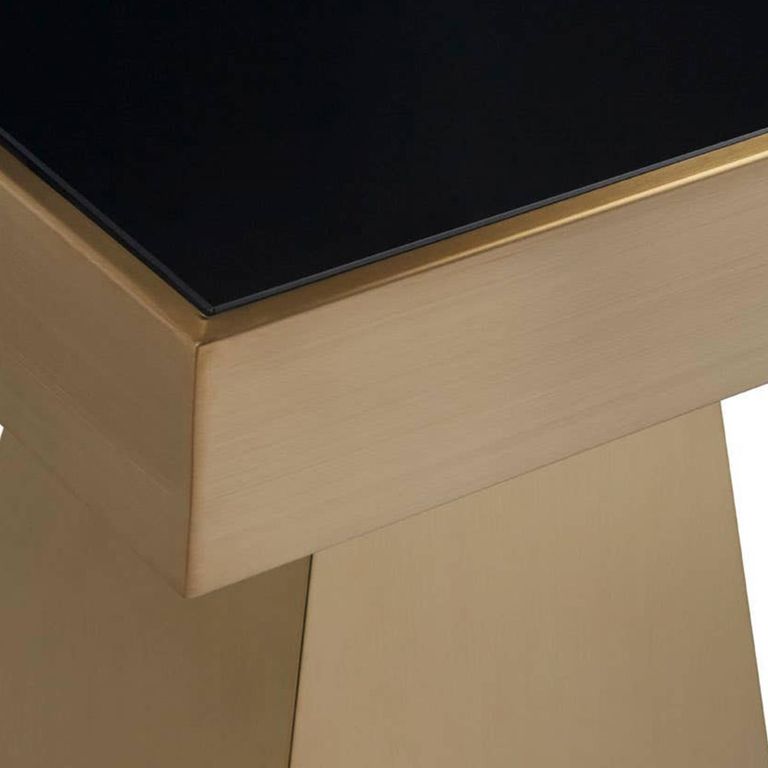 Carlox Side Table - Square - Black Glass with Gold Frame