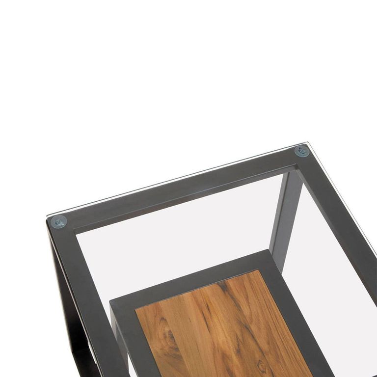 Cibo Side Table - 2 Tier - Square - Clear Glass with Black Metal
