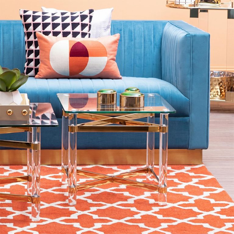 Clarence Side Table - Clear Glass with Gold Metal - Square