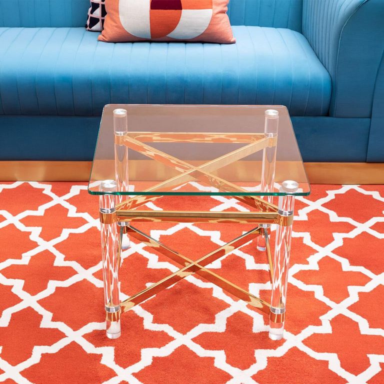 Clarence Side Table - Clear Glass with Gold Metal - Square