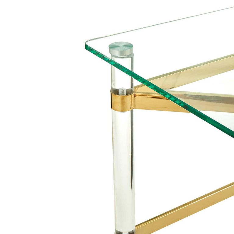Clarence Side Table - Clear Glass with Gold Metal - Square