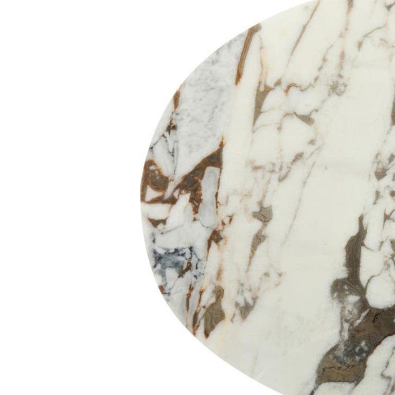 Doha Side Table - White Marble Round with Black Fluted Base
