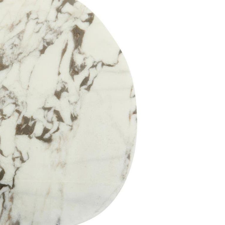 Doha Side Table - White Marble Round with Black Fluted Base