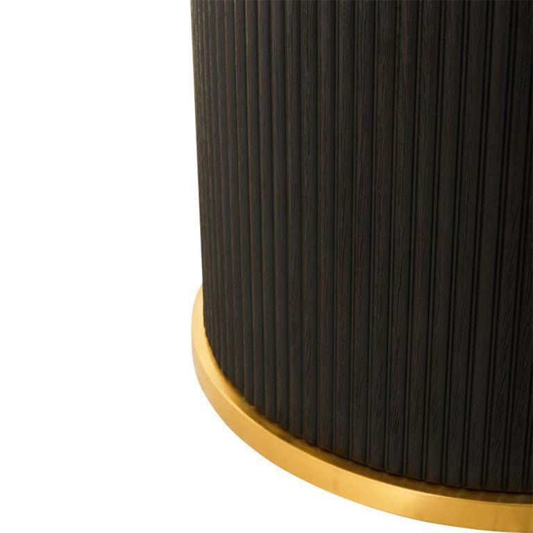 Doha Side Table - White Marble Round with Black Fluted Base