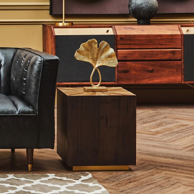 Gabelle Side Table - Square - Dark Bamboo Wood - Sunburst