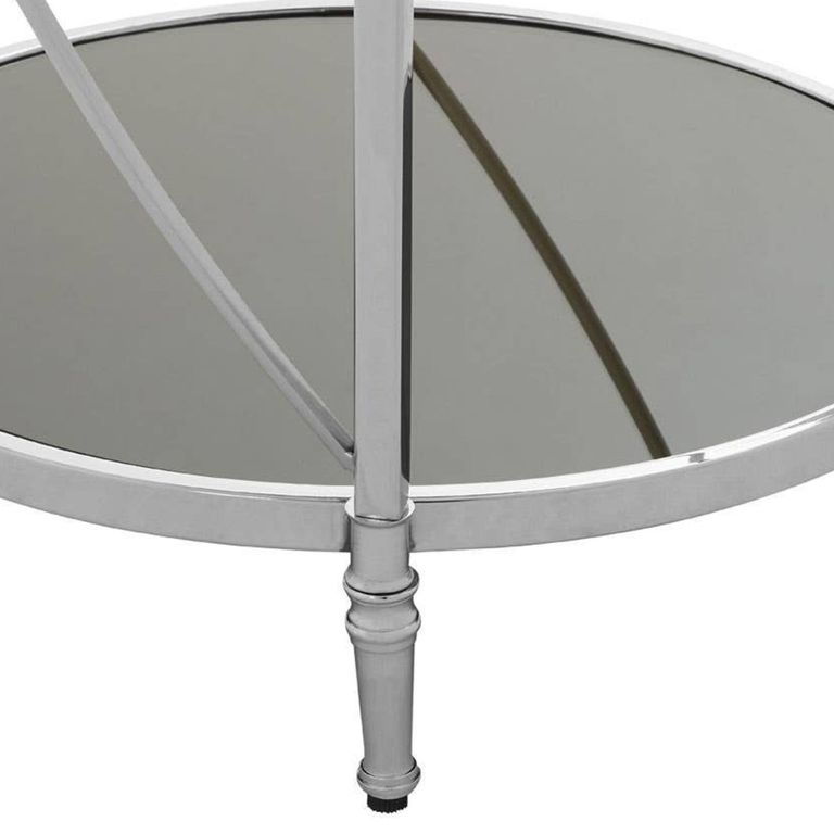 Hoffmann Side Table - Round - Black Glass with Silver Metal