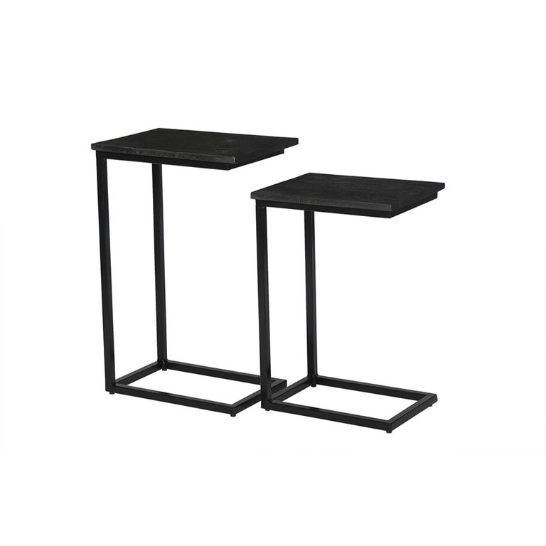Norris Side Table - 2 Tier - Charcoal - Rustic Mango Wood