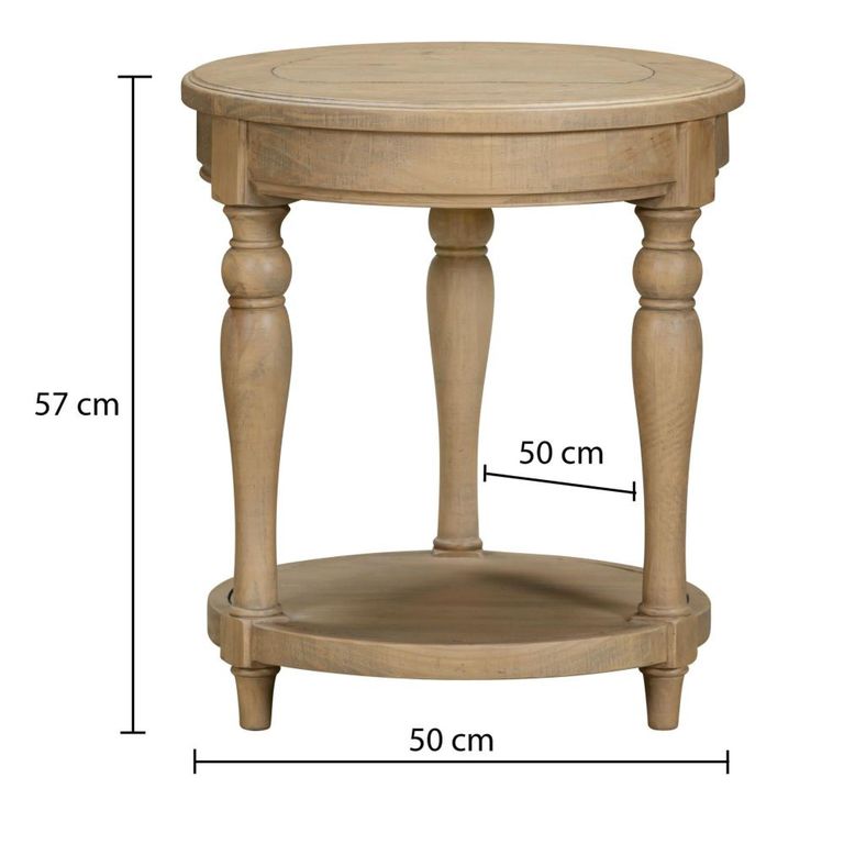 Chateau Side Table - Round - Natural - Rustic Pine