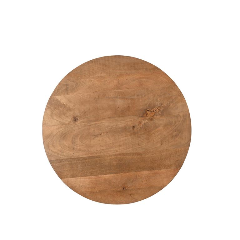 Salvator Fluted Side Table - Round - Natural - Mango Wood