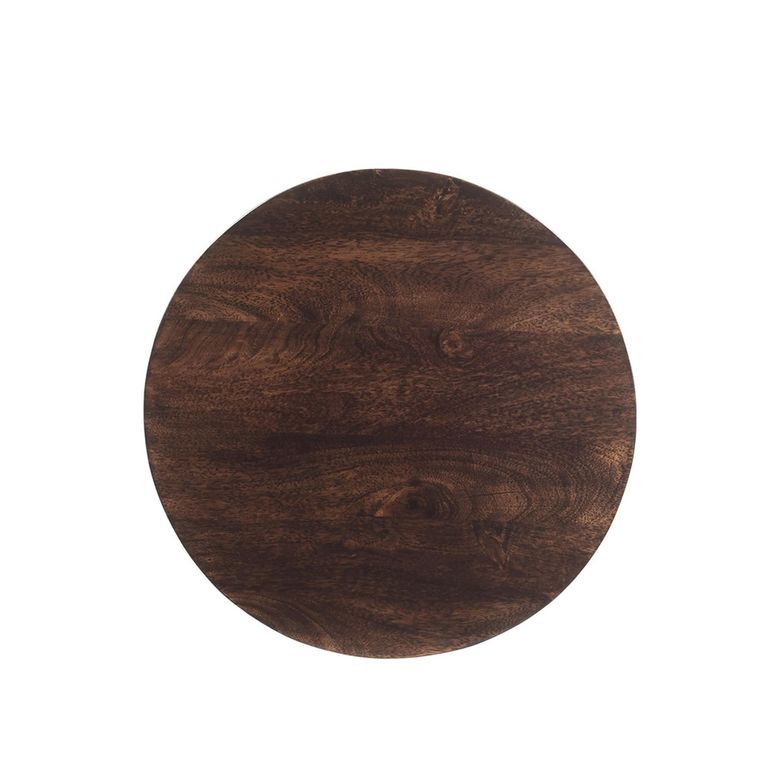 Salvator Fluted Side Table - Round - Walnut - Mango Wood