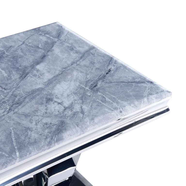 Dolce Lamp Table - Square - Grey Marble & Chrome