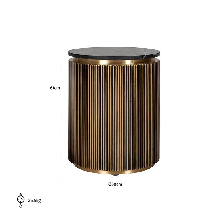 Ironville Brass Ribbed Round Side Table