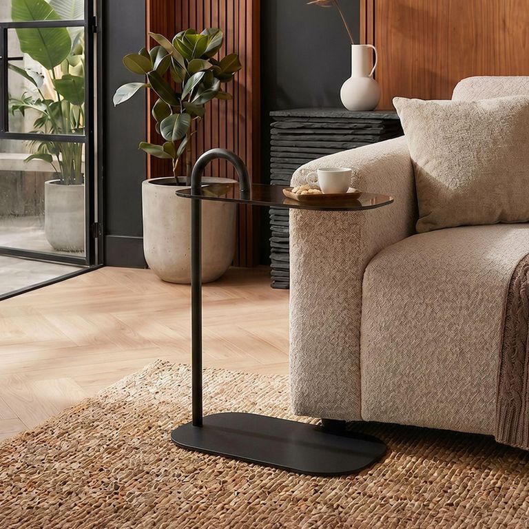 Brix Amy Side Table - Oval - Black - Glass and Metal