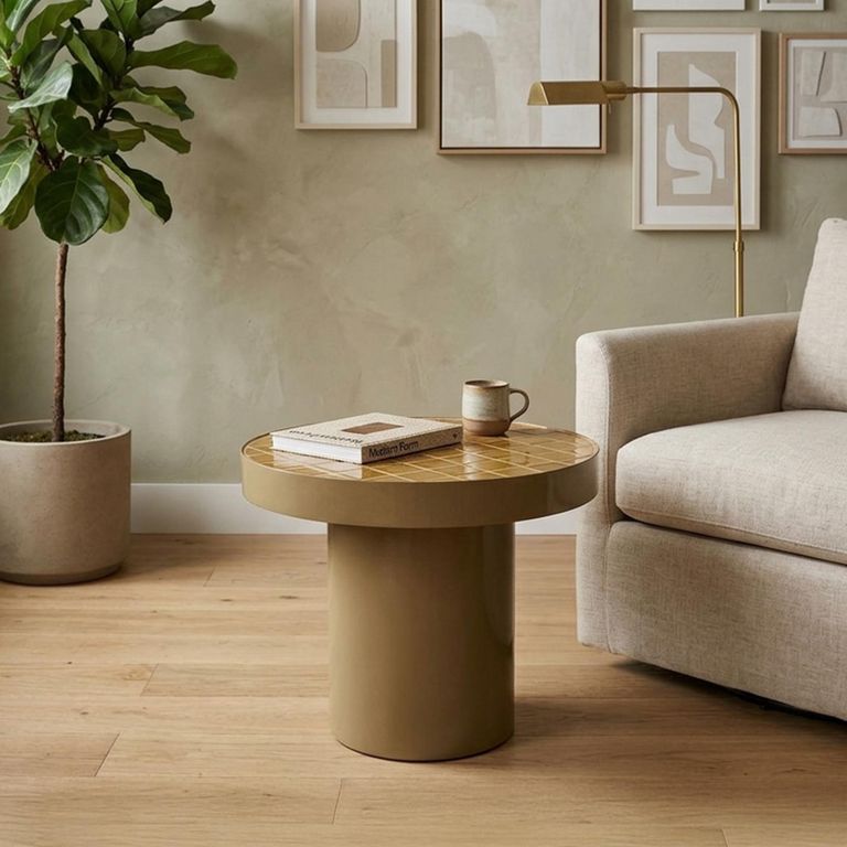 Brix Tylo Side Table - Round - Camel - Ceramic and Metal