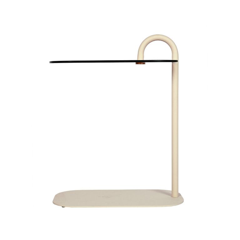Brix Amy Side Table - Oval - Beige - Glass and Metal
