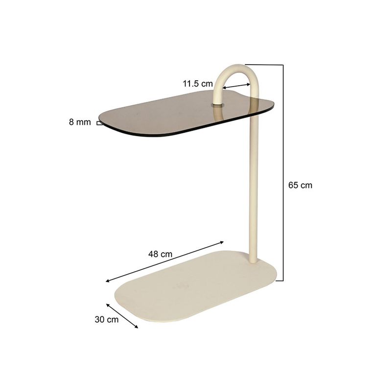 Brix Amy Side Table - Oval - Beige - Glass and Metal