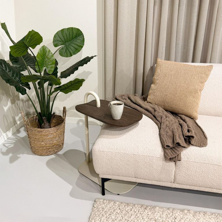 Brix Amy Side Table - Oval - Brown and Beige - Mango Wood and Metal