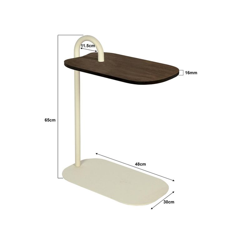 Brix Amy Side Table - Oval - Brown and Beige - Mango Wood and Metal