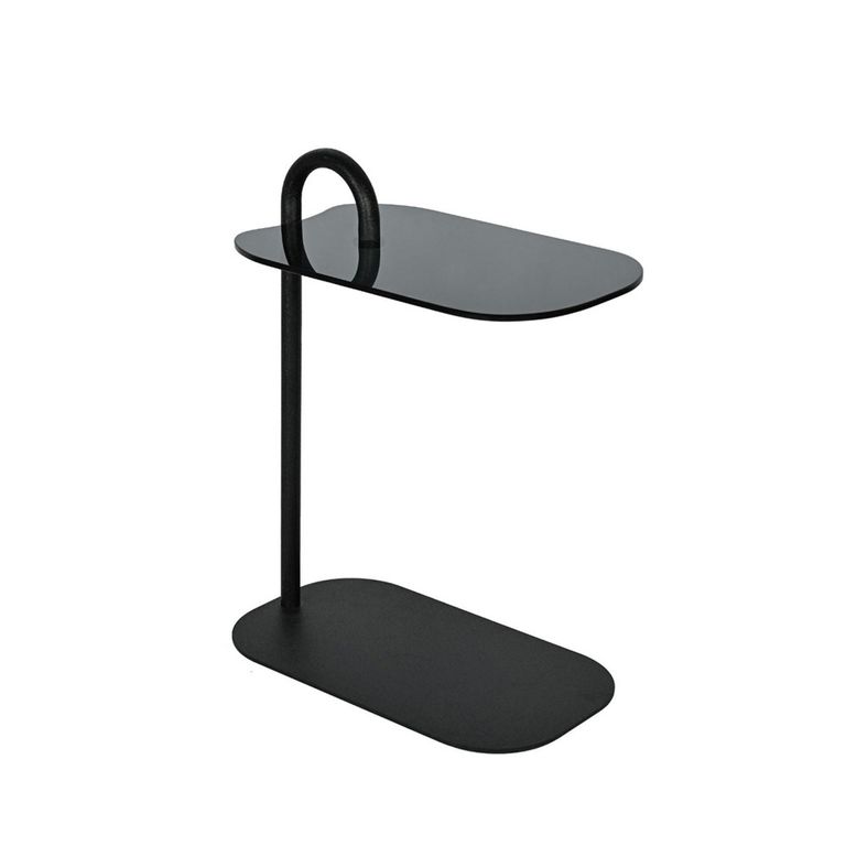 Brix Amy Side Table - Oval - Black - Glass and Metal