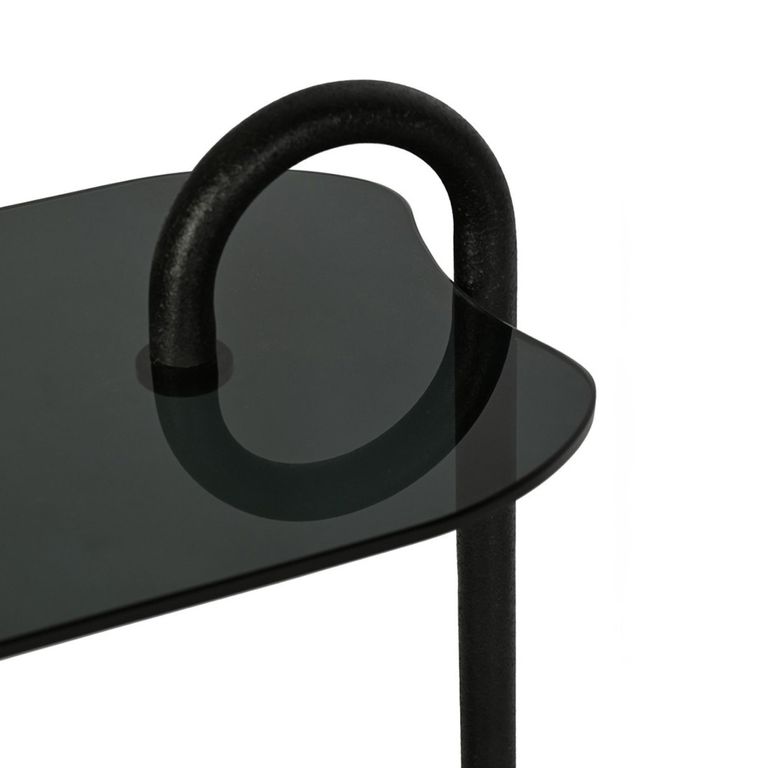 Brix Amy Side Table - Oval - Black - Glass and Metal