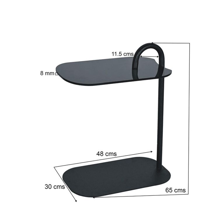 Brix Amy Side Table - Oval - Black - Glass and Metal