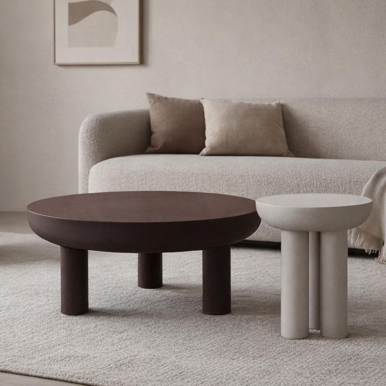 Brix Jez Side Table - Round - Off White - Metal