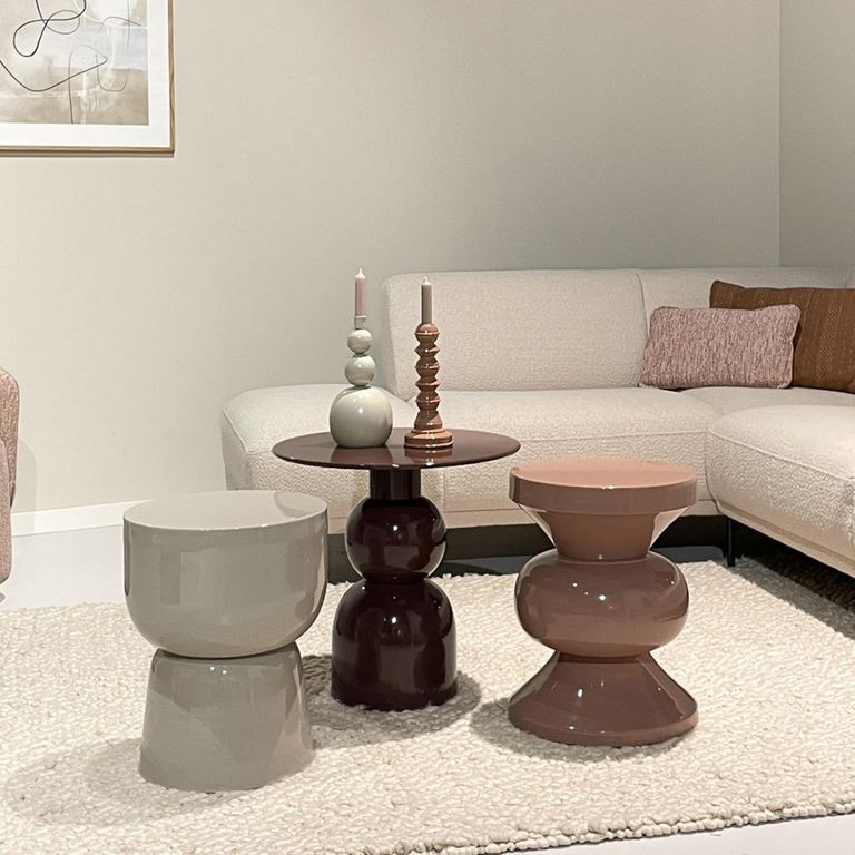 Brix Kian Side Table - Round - Off White - Metal