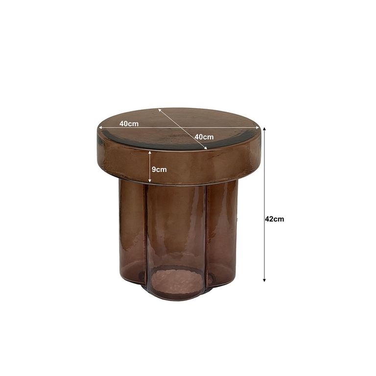 Brix Lio Side Table - Round - Small - Brown - Smoked Glass