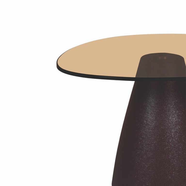 Brix Mylon Side Table - Abstract - Brown - Glass and Metal