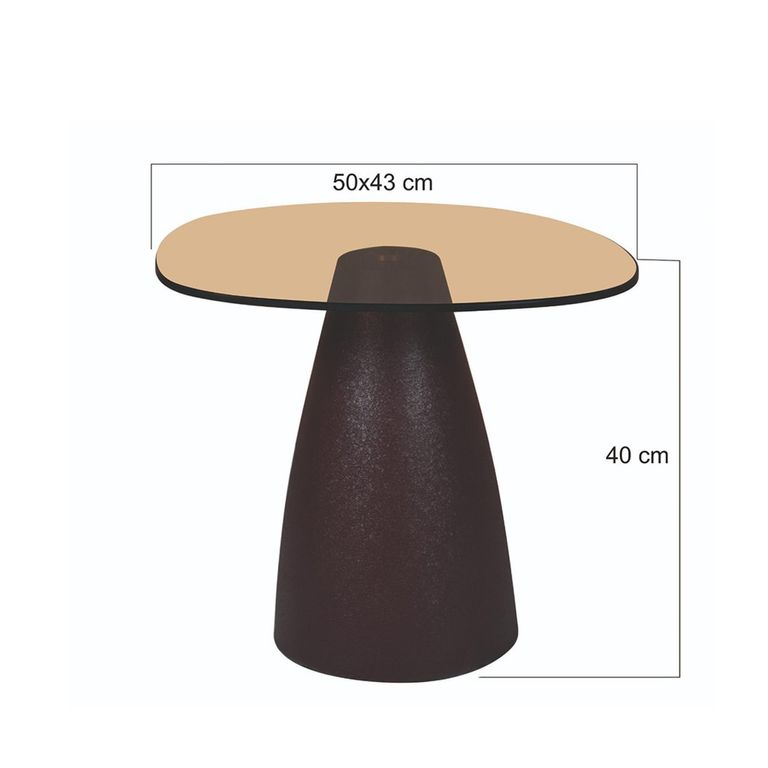 Brix Mylon Side Table - Abstract - Brown - Glass and Metal
