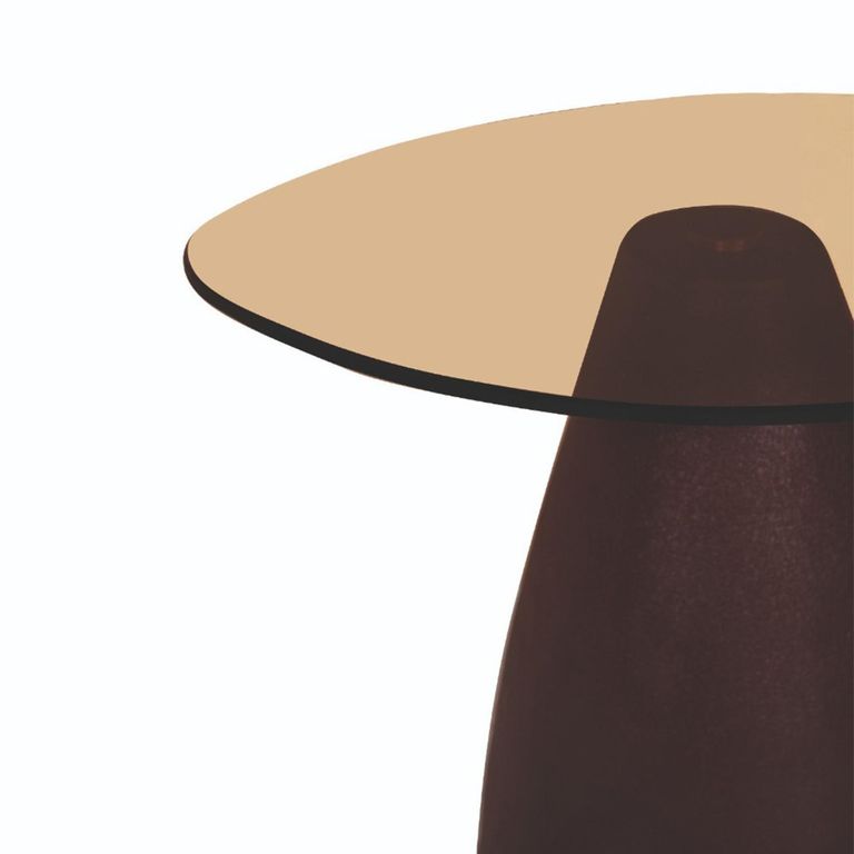 Brix Mylon Side Table - Abstract - Burgundy - Glass and Metal