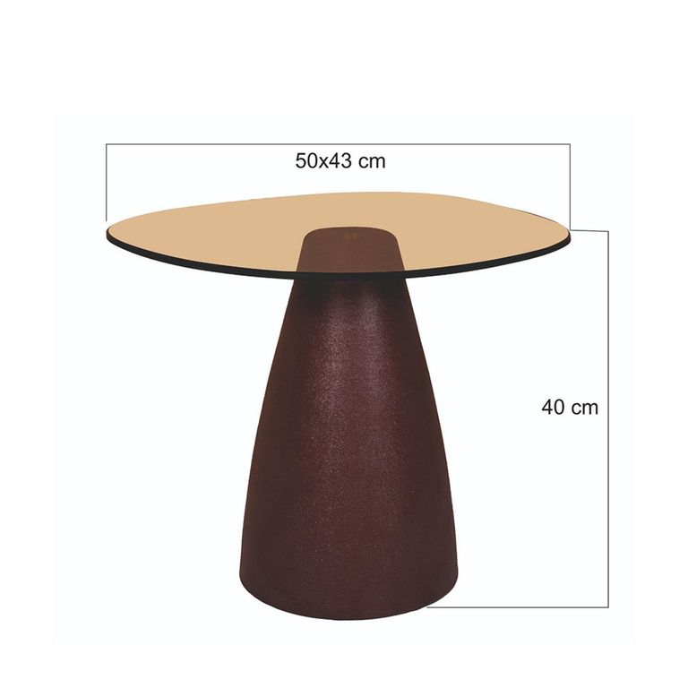 Brix Mylon Side Table - Abstract - Burgundy - Glass and Metal