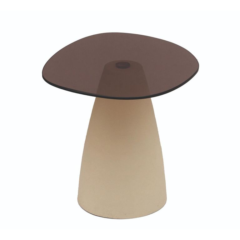 Brix Mylon Side Table - Abstract - Off White - Glass and Metal
