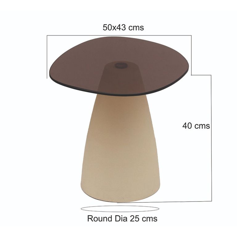 Brix Mylon Side Table - Abstract - Off White - Glass and Metal