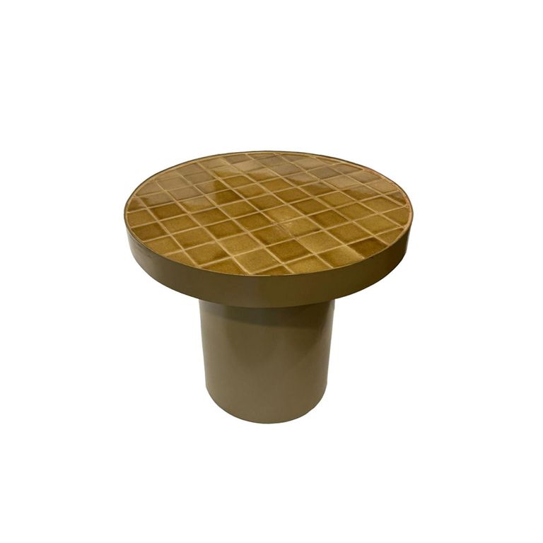 Brix Tylo Side Table - Round - Camel - Ceramic and Metal